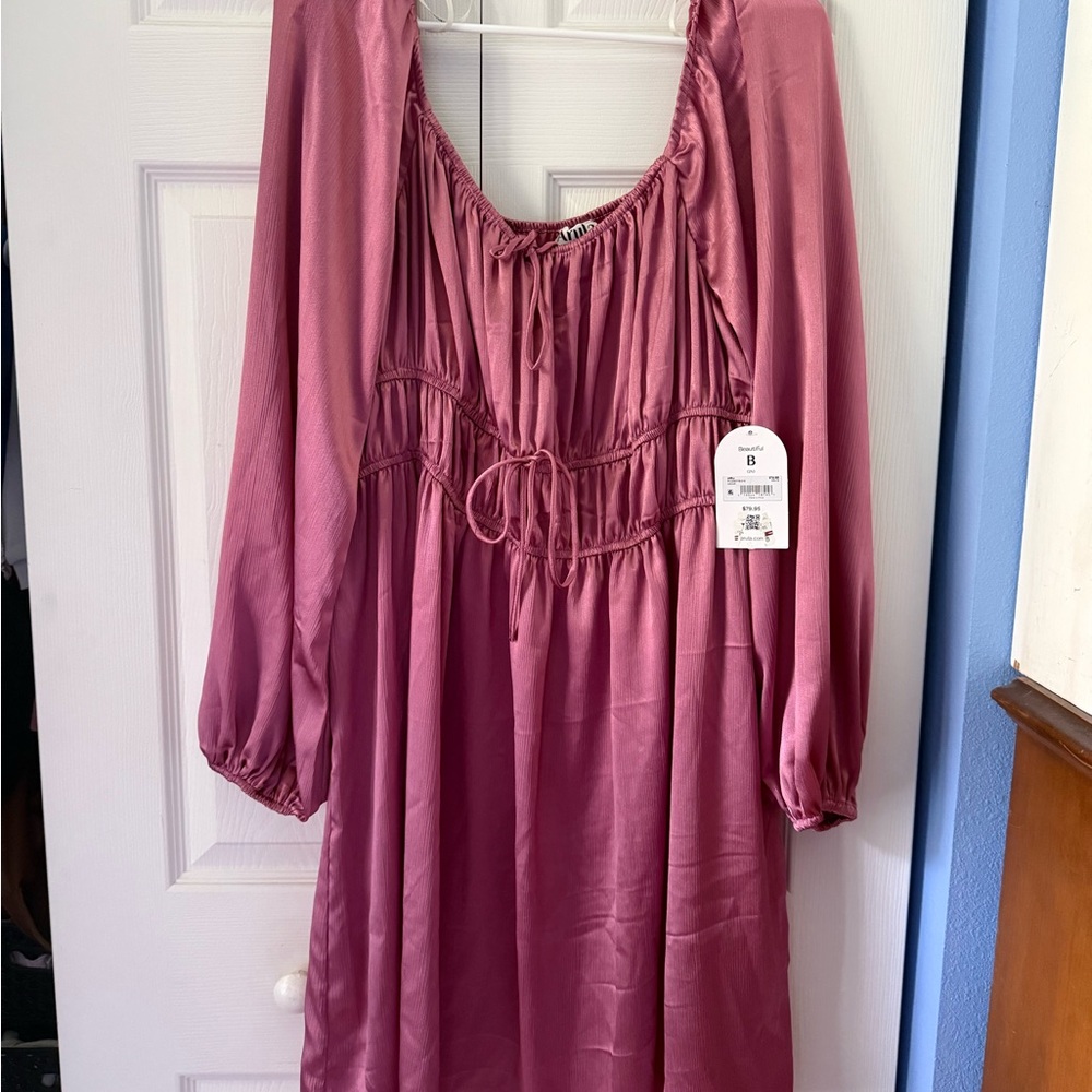 Elegant Pink Long-Sleeve Dress